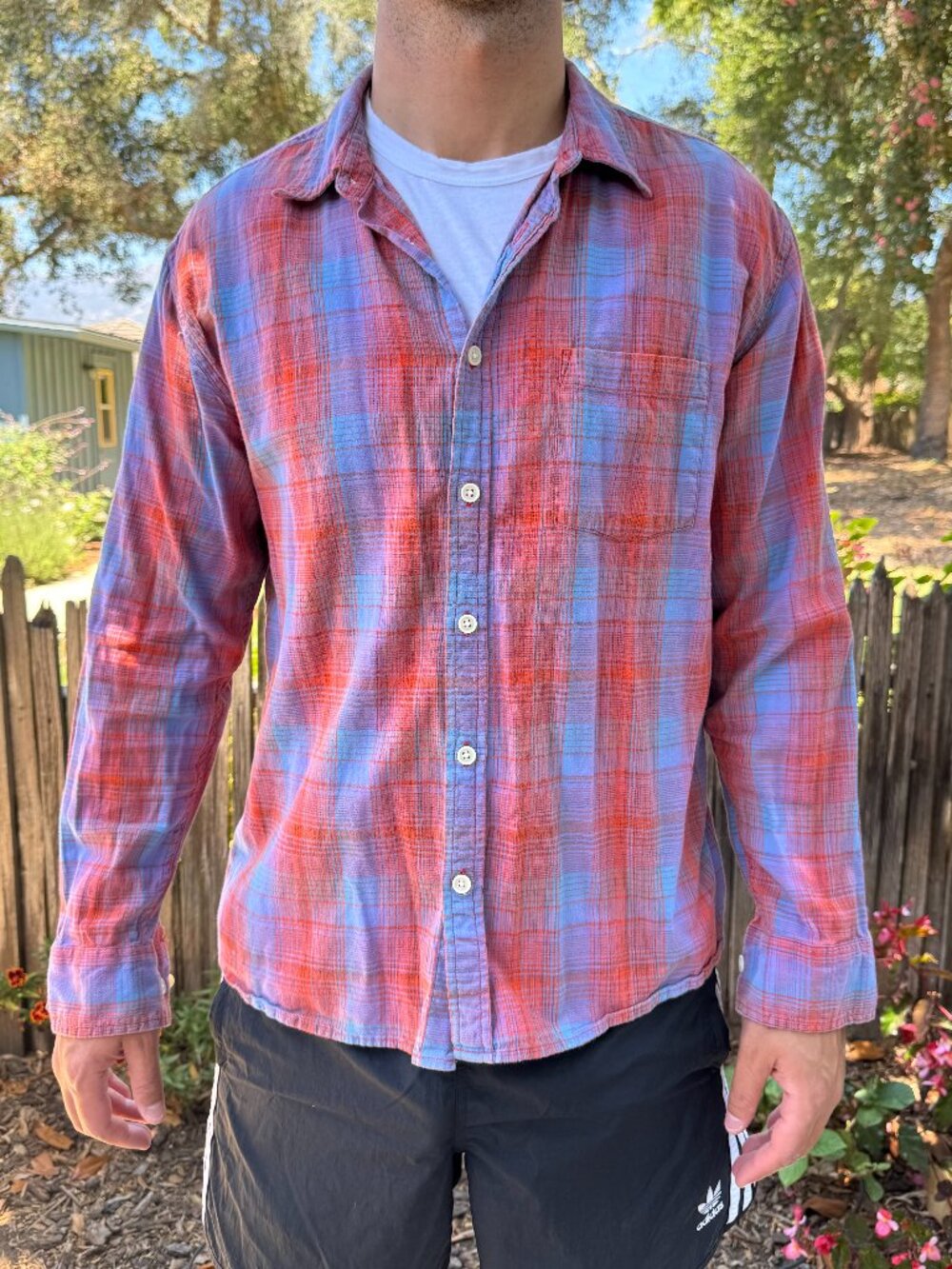 Corridor New York Red Blue Plaid Button Down Shirt Men’s XL